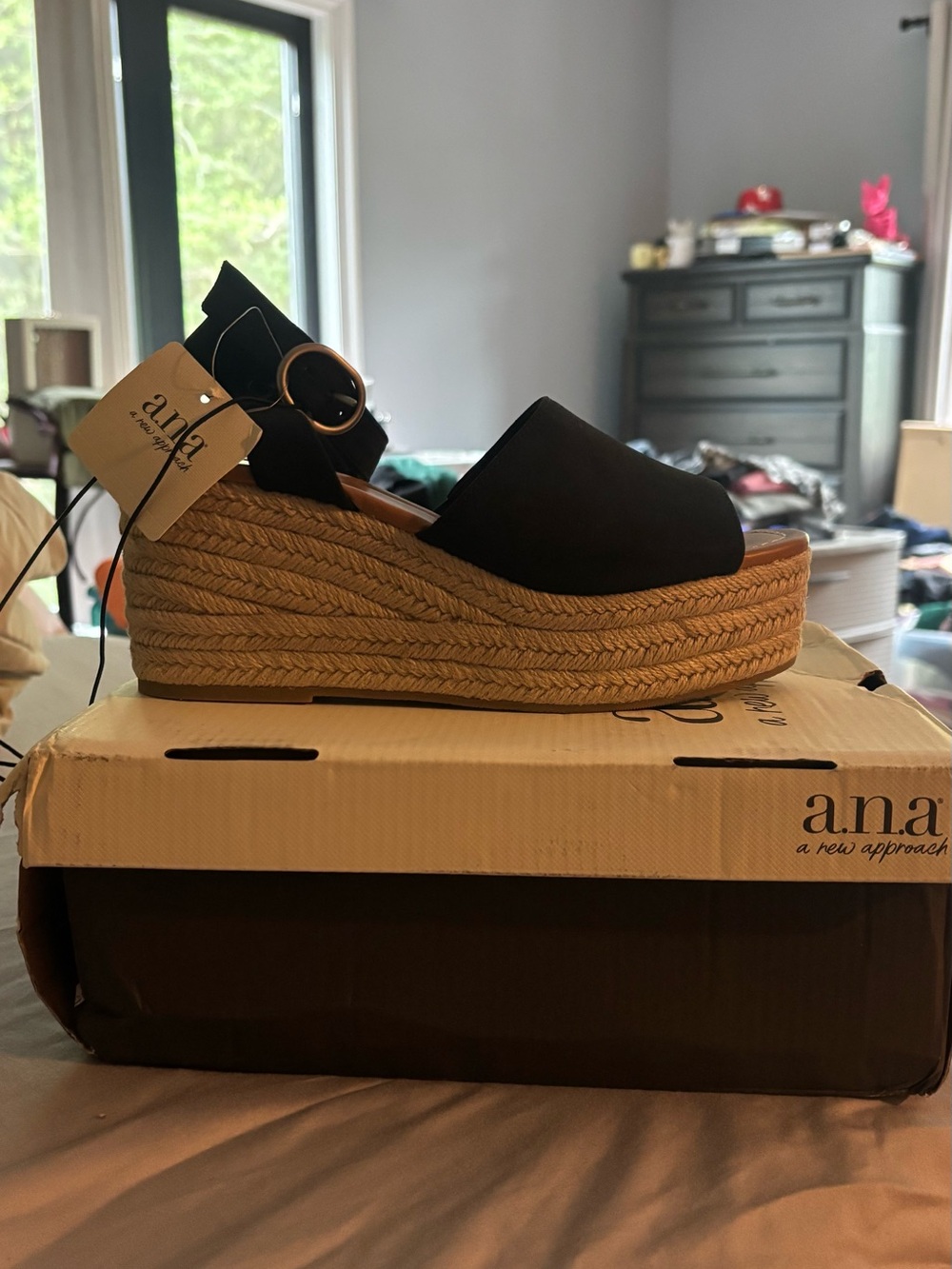 a.n.a Black Espadrille Wedge Sandals - Platform Summer Style